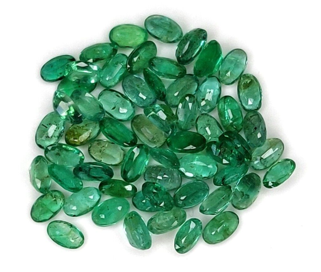 2 Pcs Natural Zambian Emerald 5x3mm Oval Precious Gemstones For Jewelry Making