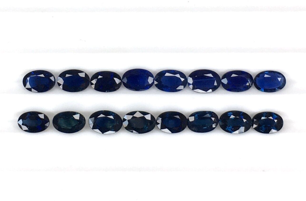 2 Pcs Natural Blue Sapphire 6x4mm Oval Loose Gemstone For Jewelry Making Gifts
