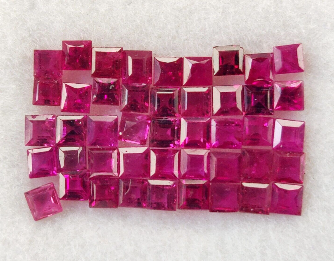 20 Pcs Natural Burma Ruby 2mm Square Shape Princess Cut Precious Loose Gemstone