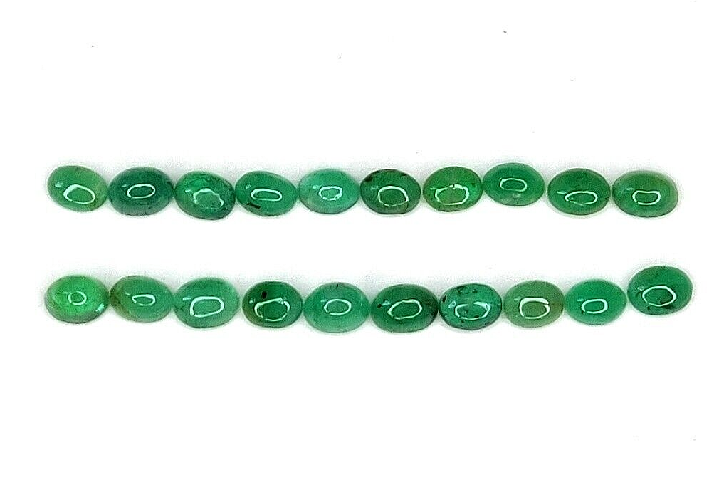 10 Pcs Natural Zambian Emerald 4x3mm Oval Precious Certified Gemstones Cabochon