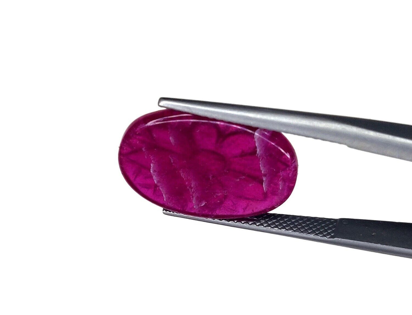 1Pc Natural Ruby Oval Shape Flower Hand Carved Loose Gemstone For Jewelry Making