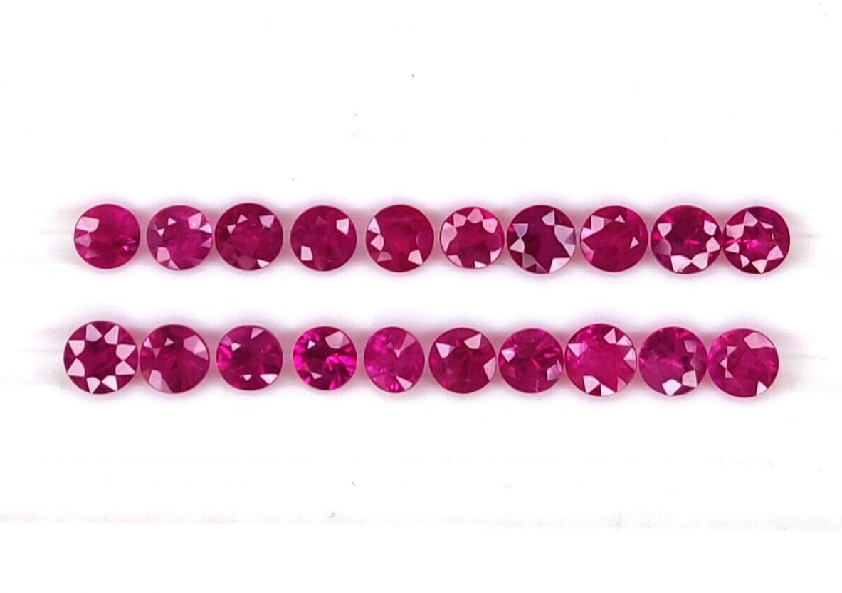 Natural Burma Ruby Round Cut 3 mm Lot 15 Pcs Calibrated Loose Gemstones