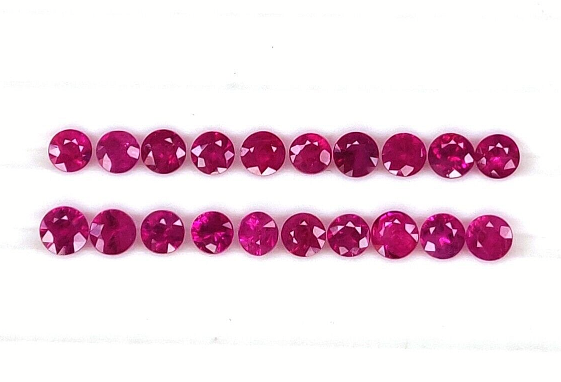 Burma Ruby 15 Pcs 3mm Natural Round Diamond Cut Lot Calibrated Loose Gemstones