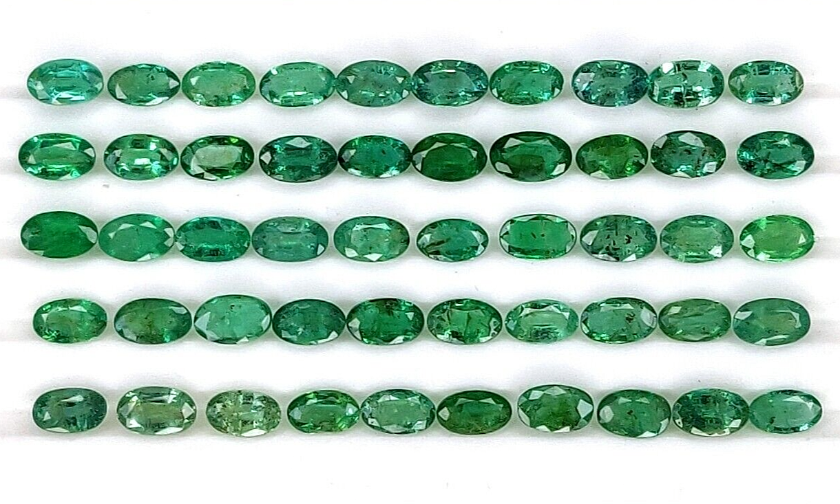 2 Pcs Natural Zambian Emerald 6x4mm Oval Precious Gemstones For Jewelry Making