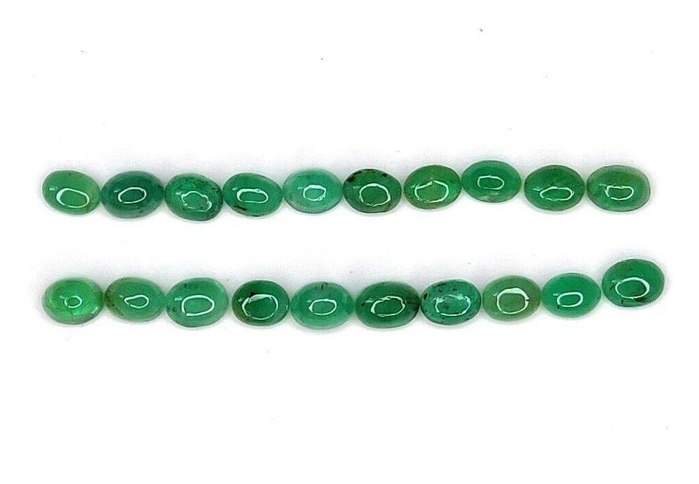 10 Pcs Natural Zambian Emerald 4x3mm Oval Precious Certified Gemstones Cabochon