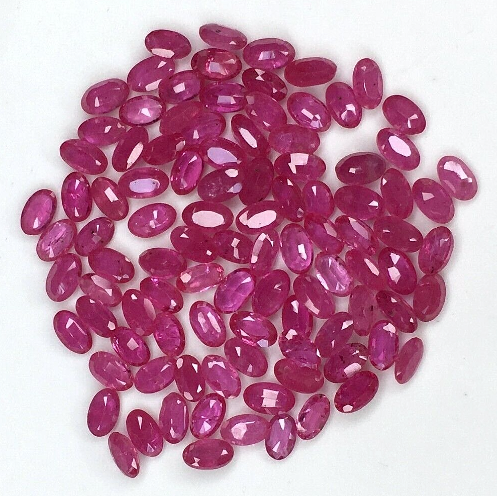 4Pcs Natural Mozambique Ruby 5x3mm Oval Precious Loose Gemstone For Jewelry Gift