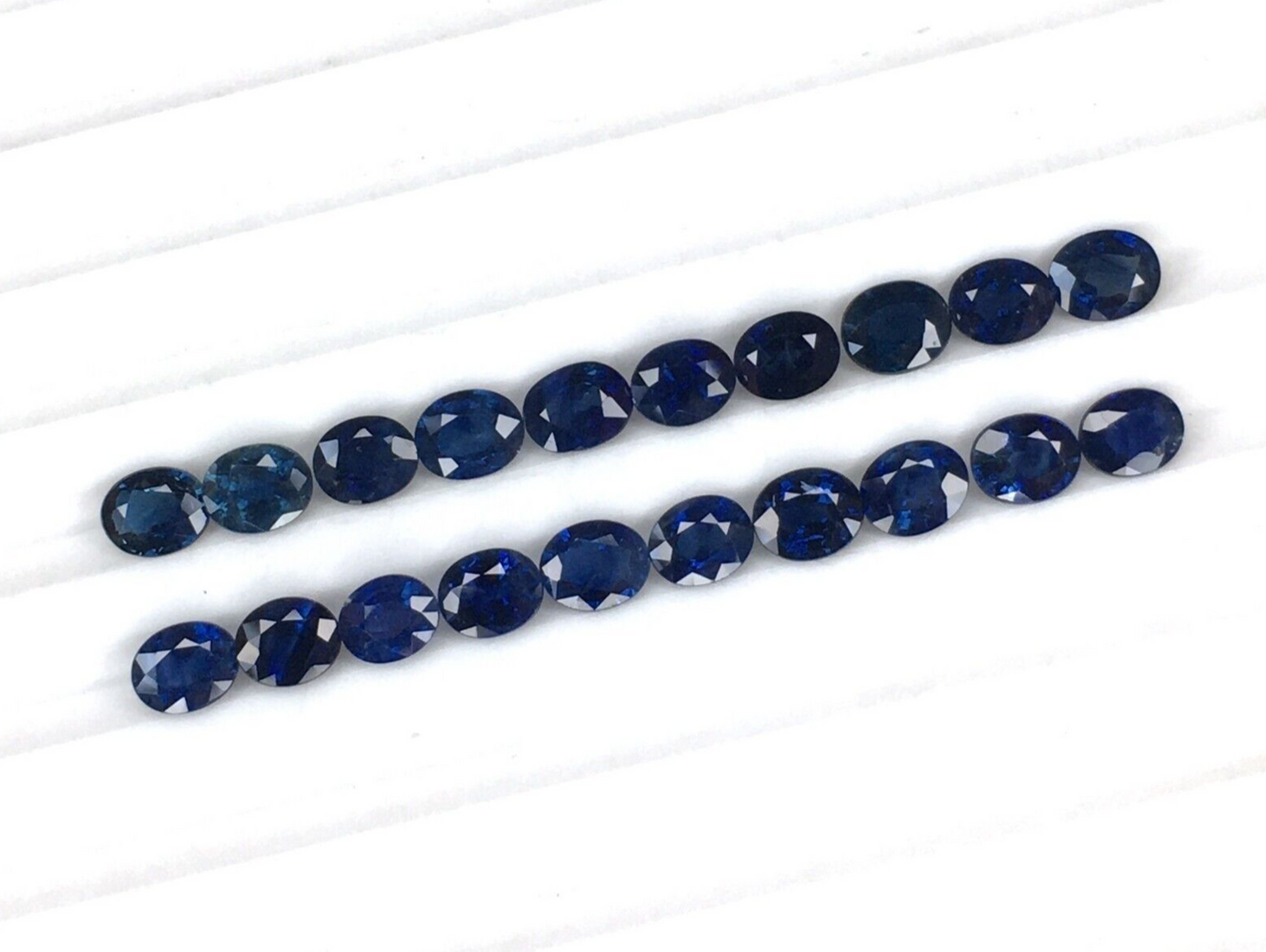 2 Pcs Natural Blue Sapphire 6x4mm Oval Loose Gemstone For Jewelry Making Gifts