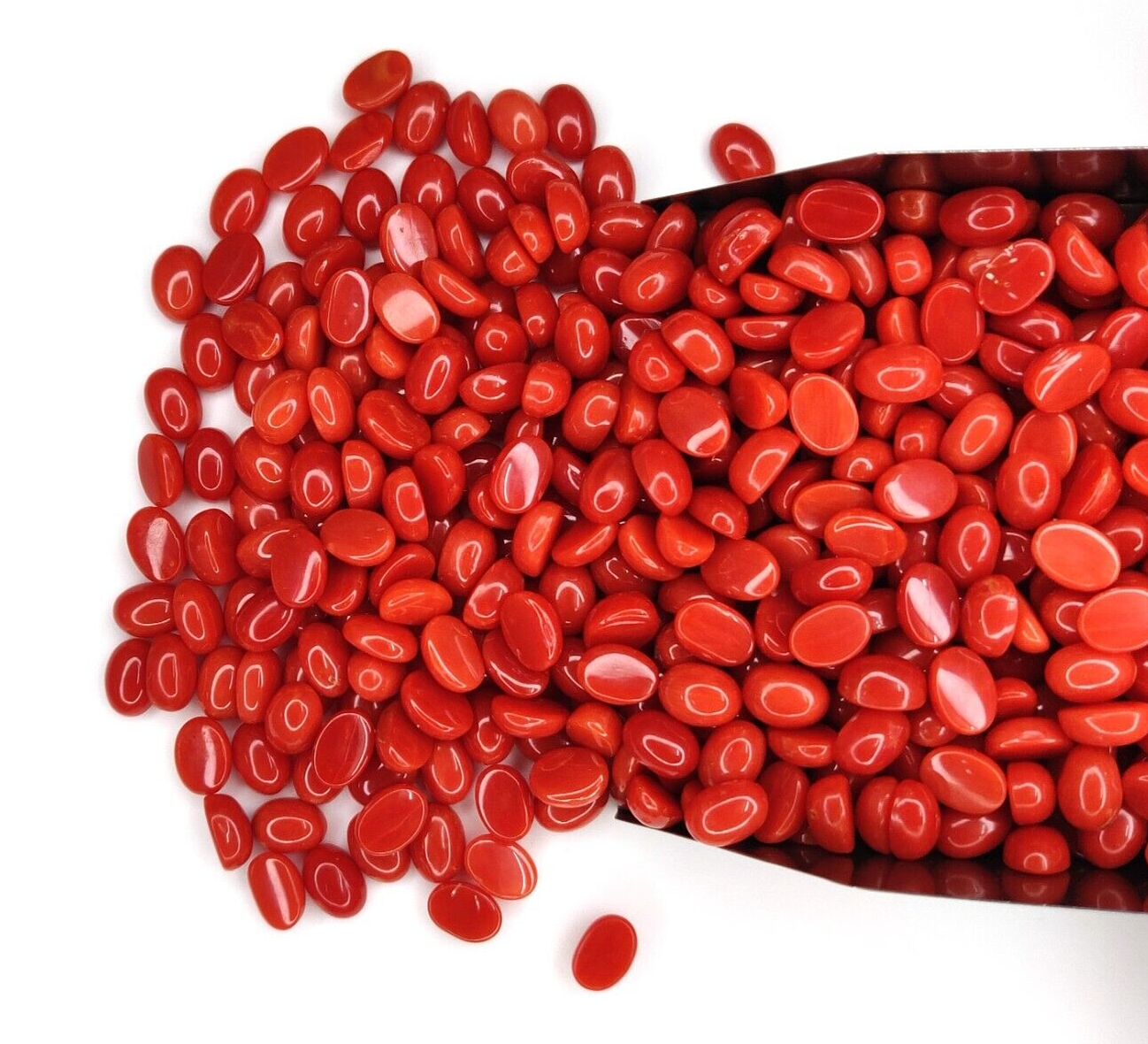 10 Pcs Natural Italian Coral 8x6mm Oval Shape Loose Gemstone Cabochon