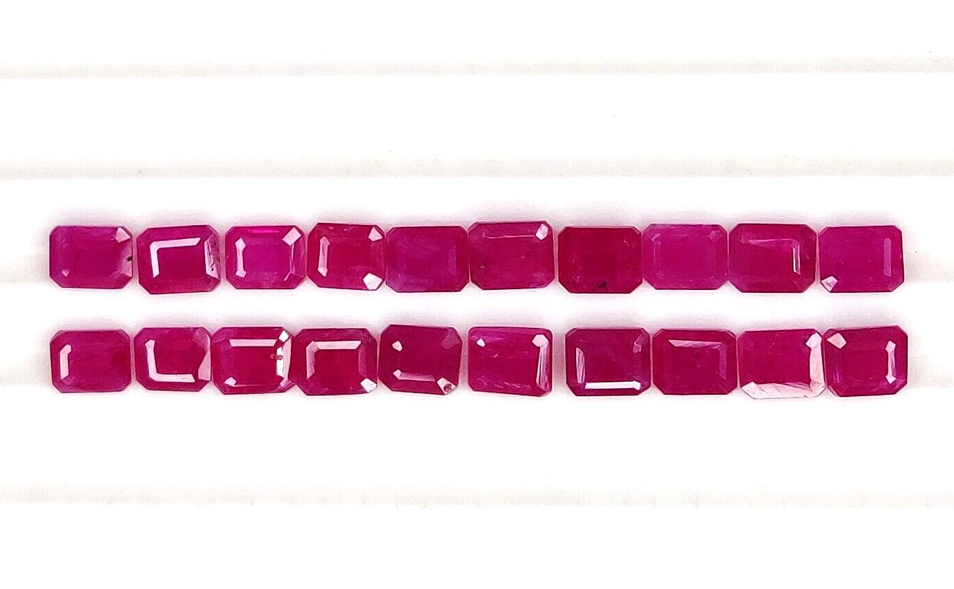 4 Pcs Natural Ruby 6x4mm Octagon Precious Loose Luster Gemstone For Jewelry Gift