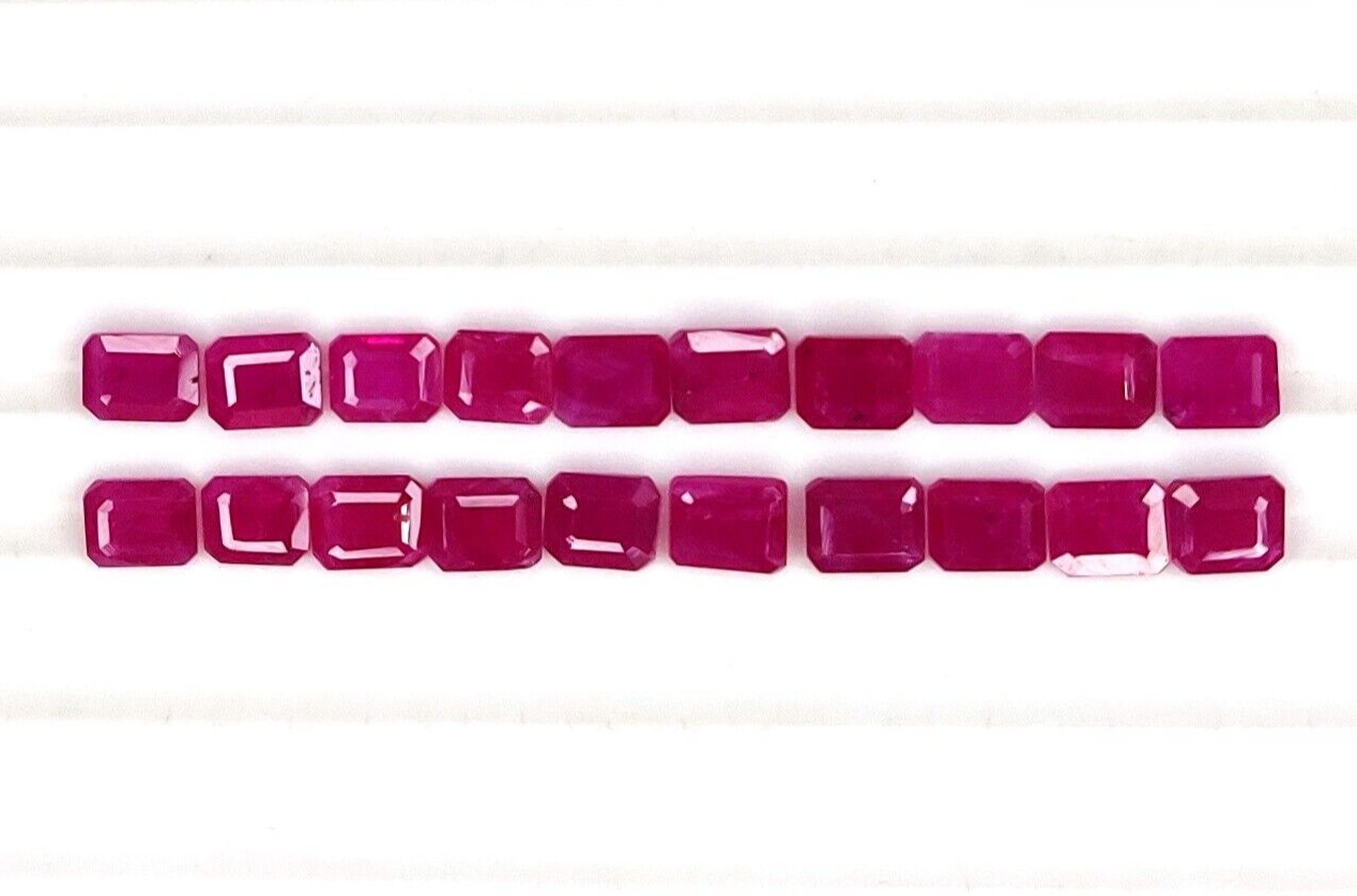 4Pcs Natural Johnson Ruby 5x4mm Octagon Precious Loose Gemstone For Jewelry Gift