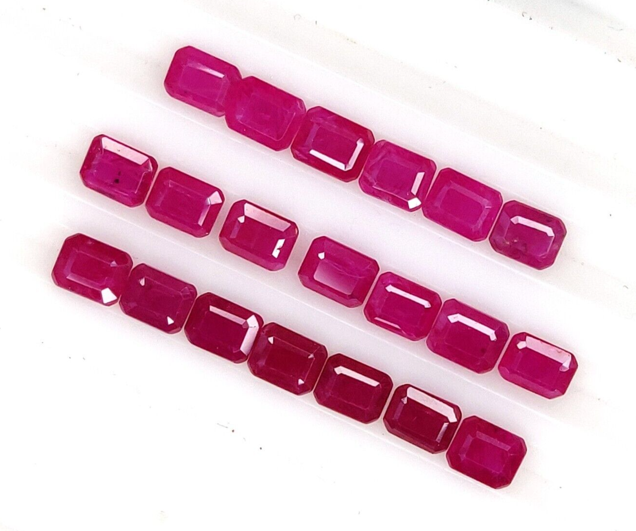 2 Pcs Natural Burma Red Ruby 5x4mm Octagon Shape Precious Loose Gemstone