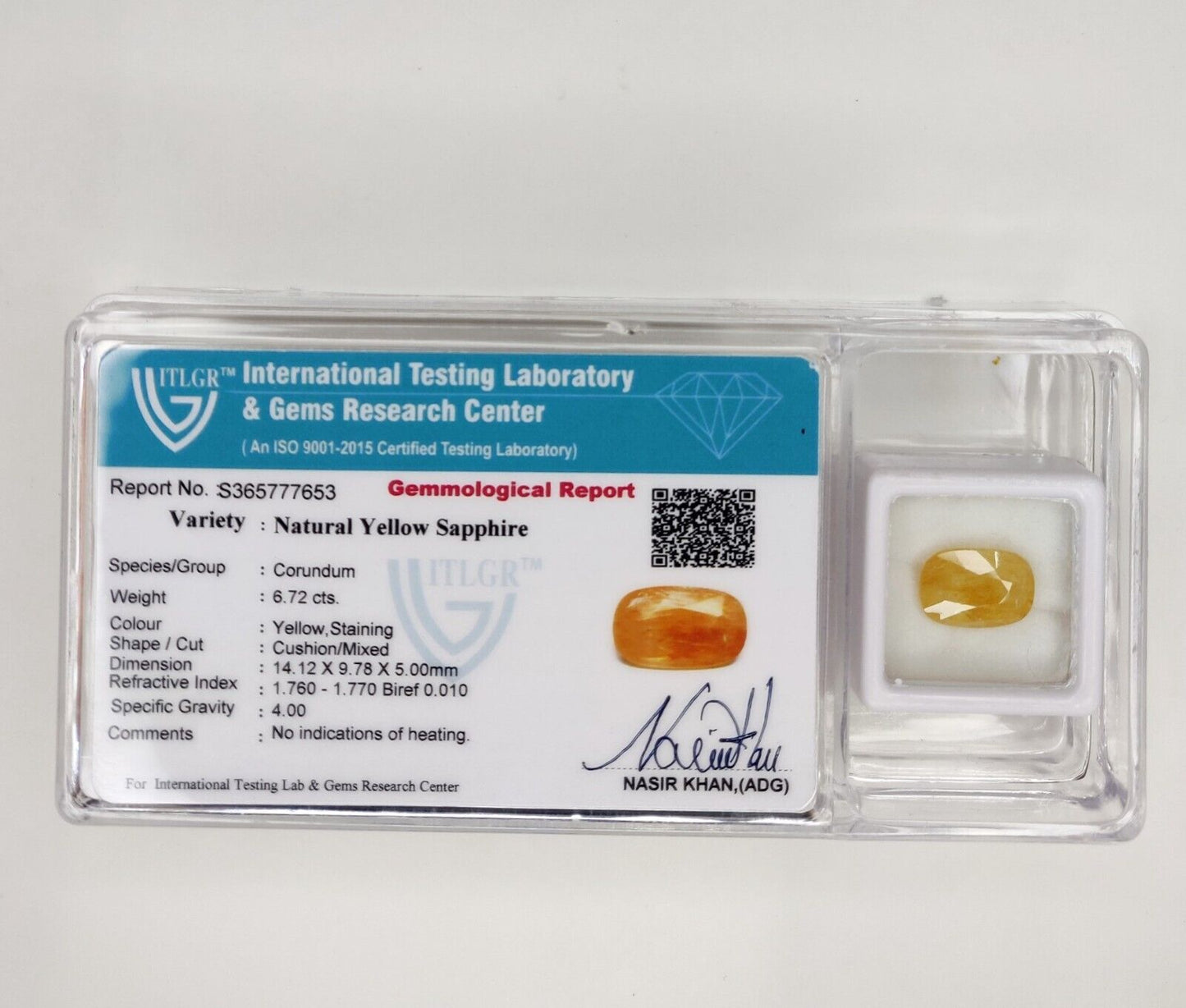 Natural Untreated Yellow Sapphire 6.72cts Cushion Shape Precious Loose Gemstone