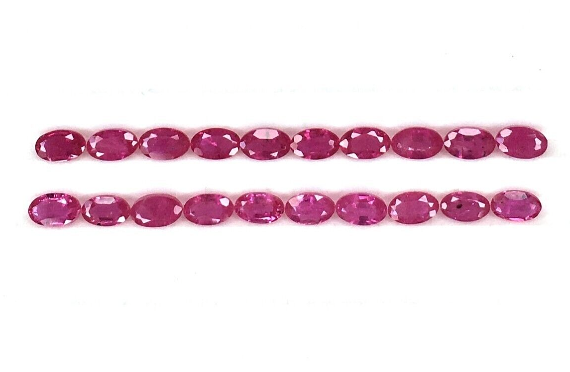 4Pcs Natural Mozambique Ruby 5x3mm Oval Precious Loose Gemstone For Jewelry Gift