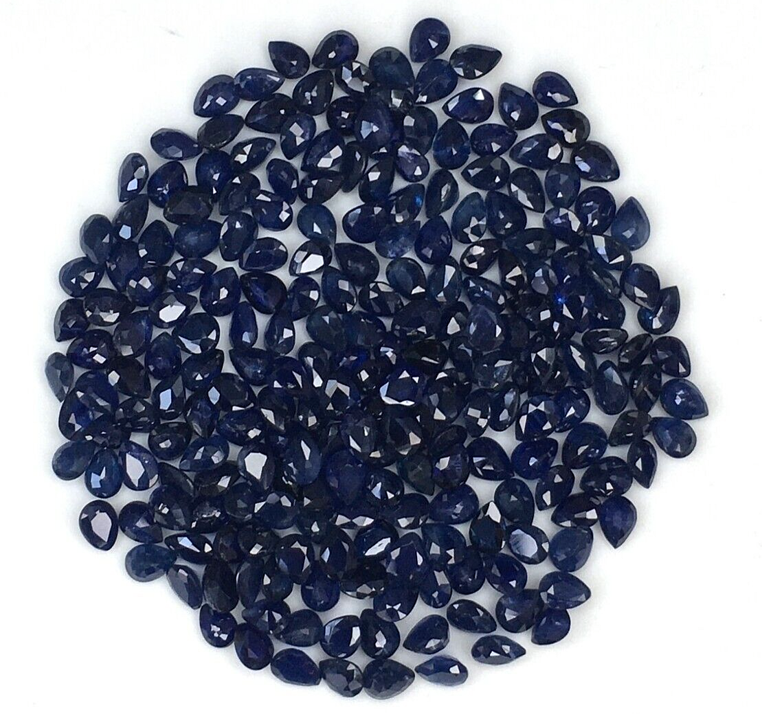 10 Pcs Natural Blue Sapphire 4x3mm Pear Shape Precious Loose Certified Gemstones