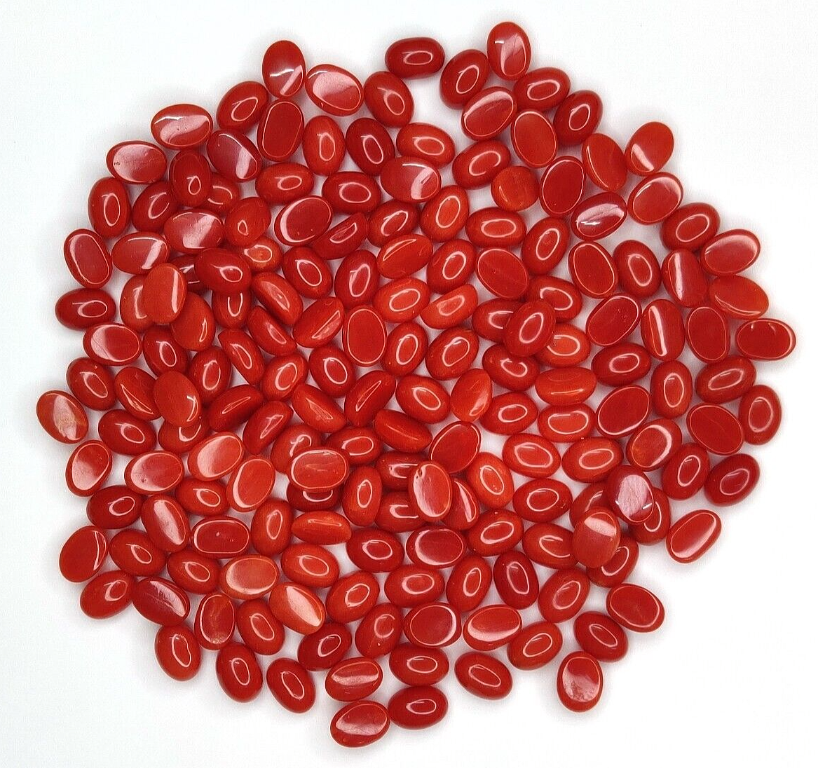 10 Pcs Natural Italian Coral 8x6mm Oval Shape Loose Gemstone Cabochon