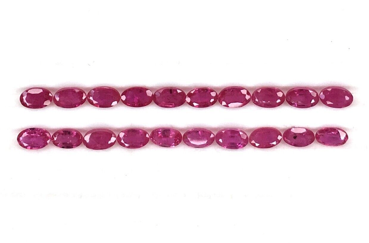 4Pcs Natural Mozambique Ruby 5x3mm Oval Precious Loose Gemstone For Jewelry Gift