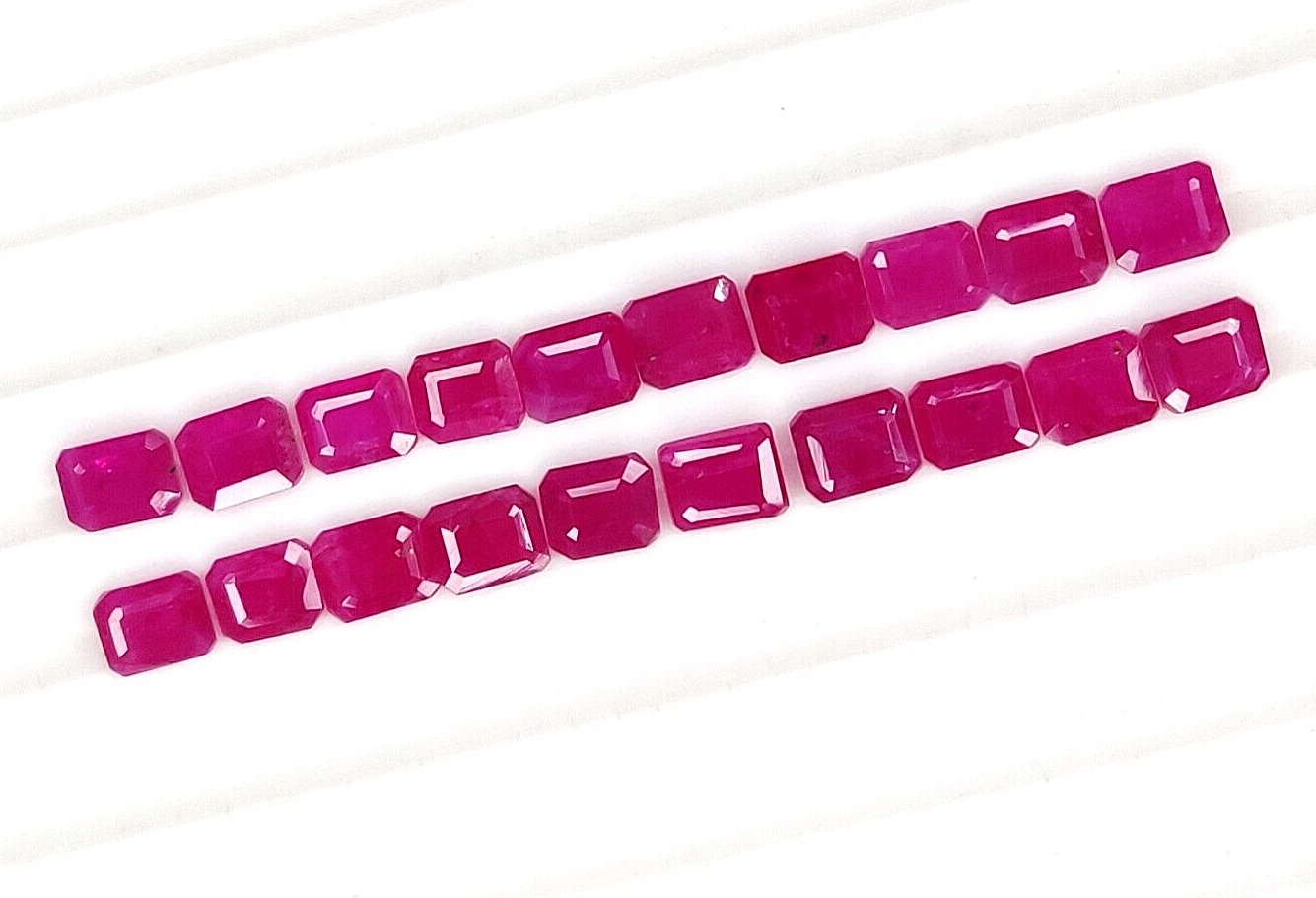 2Pcs Natural Ruby 5x4mm Octagon Shape Precious Loose Gemstone For Jewelry Making