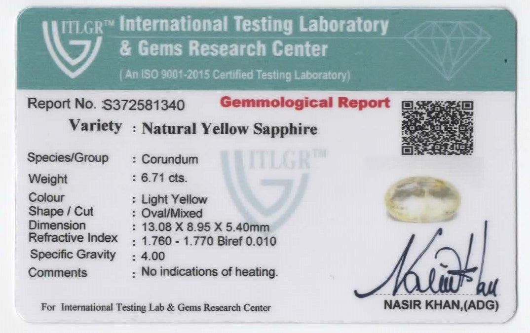 Natural Yellow Sapphire | 6.71cts