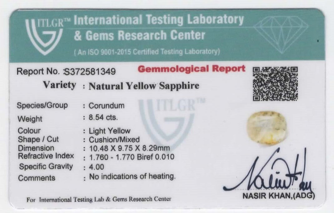 Natural Yellow Sapphire Unheated Untreated Cushion Shape Loose Gemstones Best For Rings And Pendants | 8.54cts
