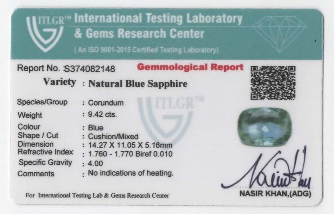 Natural Blue Sapphire Unheated Untreated Cushion Shape Loose Gemstones Best For Rings And Pendants | 9.44cts