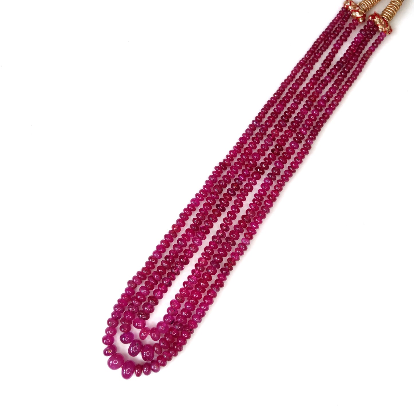 Natural Ruby Rondelle Shape Plain Loose Gemstone 3 Layer Beads Necklace | 363cts