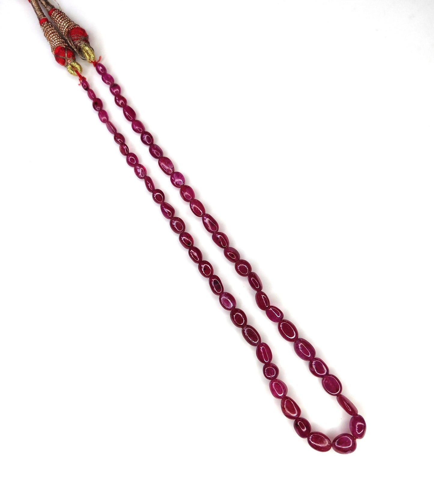 Natural Ruby Fancy Tumble Shape Plain Loose Gemstone 1 Layer Beads Necklace | 81.41cts