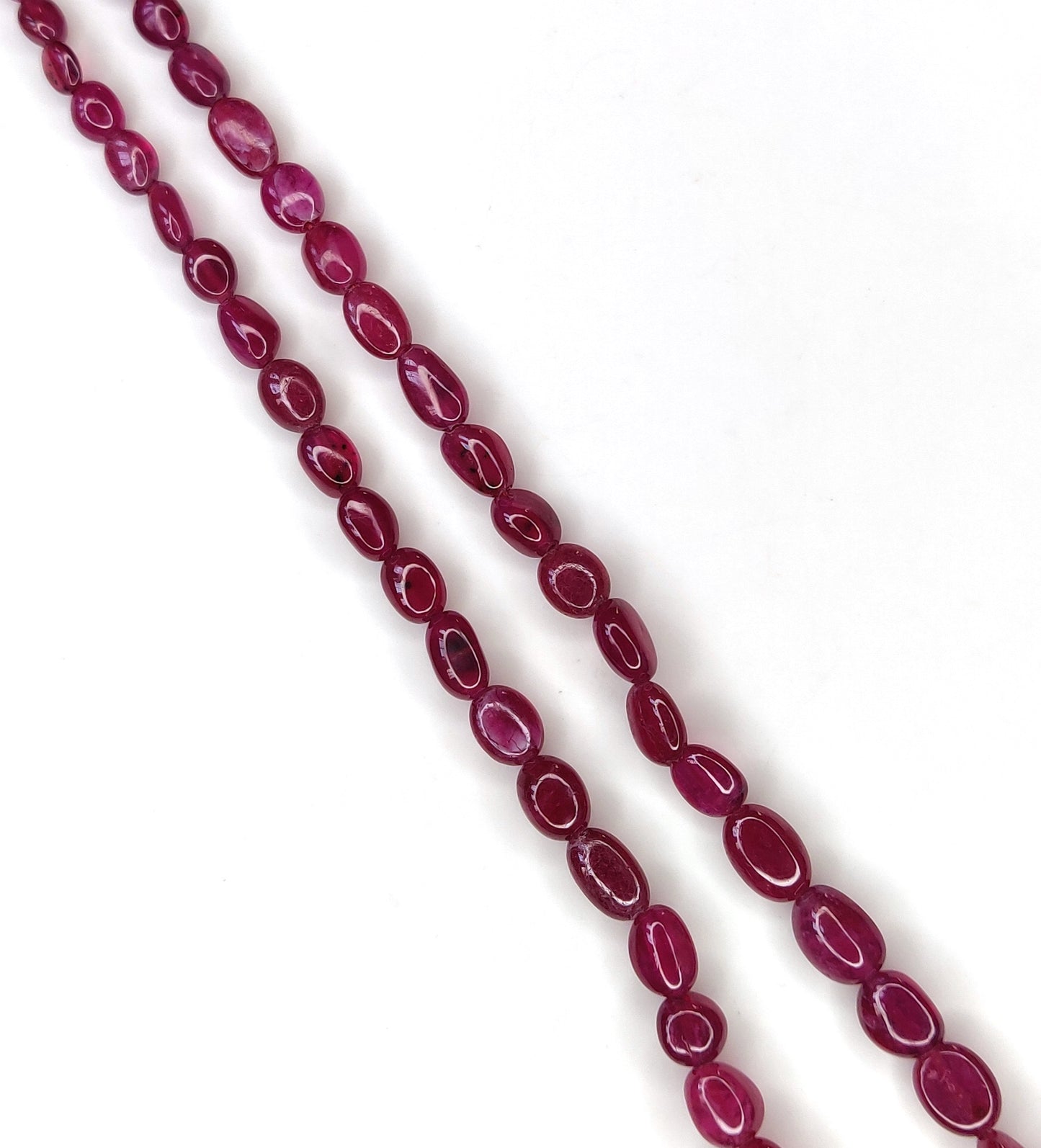 Natural Ruby Fancy Tumble Shape Plain Loose Gemstone 1 Layer Beads Necklace | 81.41cts