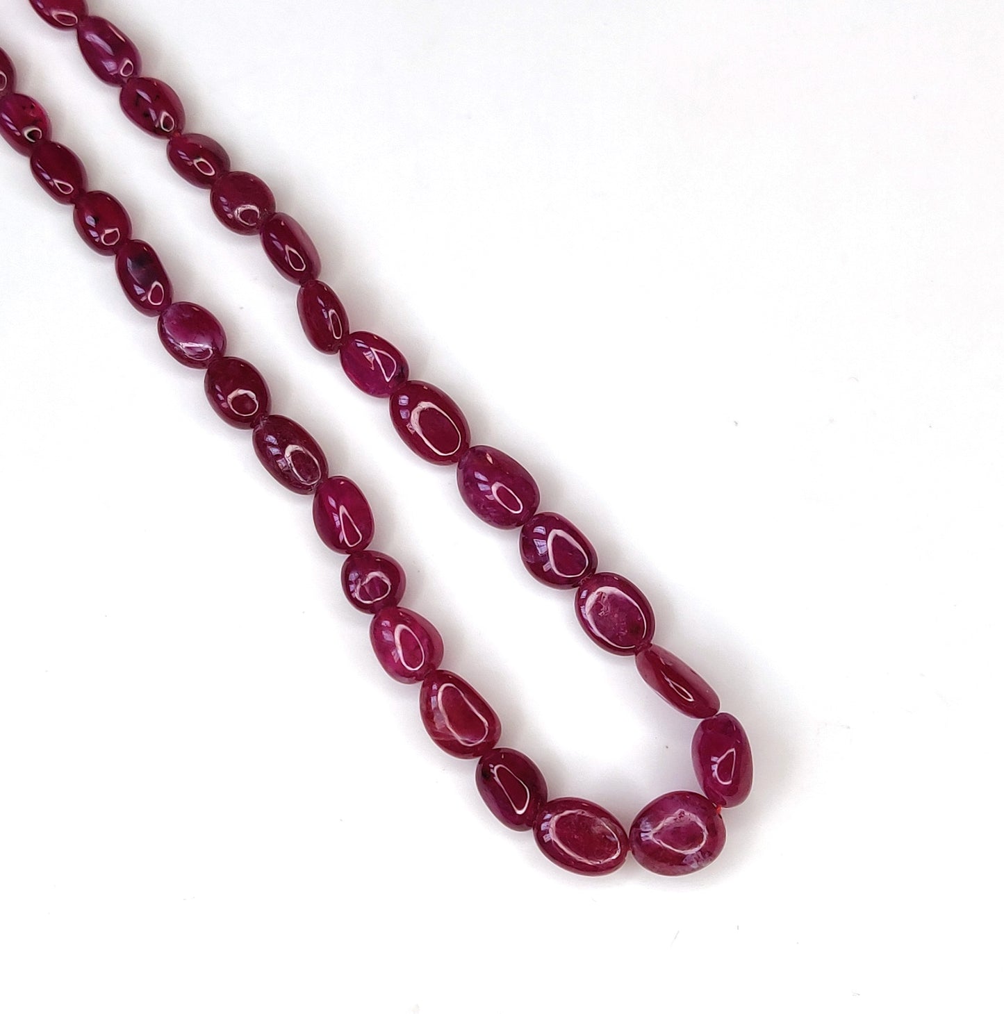 Natural Ruby Fancy Tumble Shape Plain Loose Gemstone 1 Layer Beads Necklace | 81.41cts