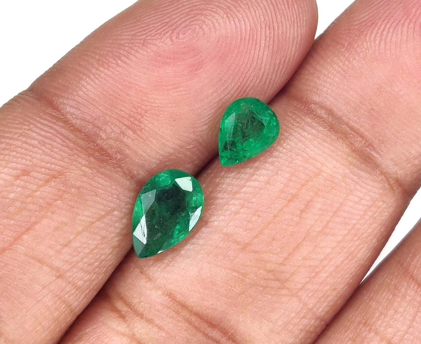Natural Emerald Zambian Pear Shape 2 Pcs Loose Gemstones Best For Rings | 2.04cts