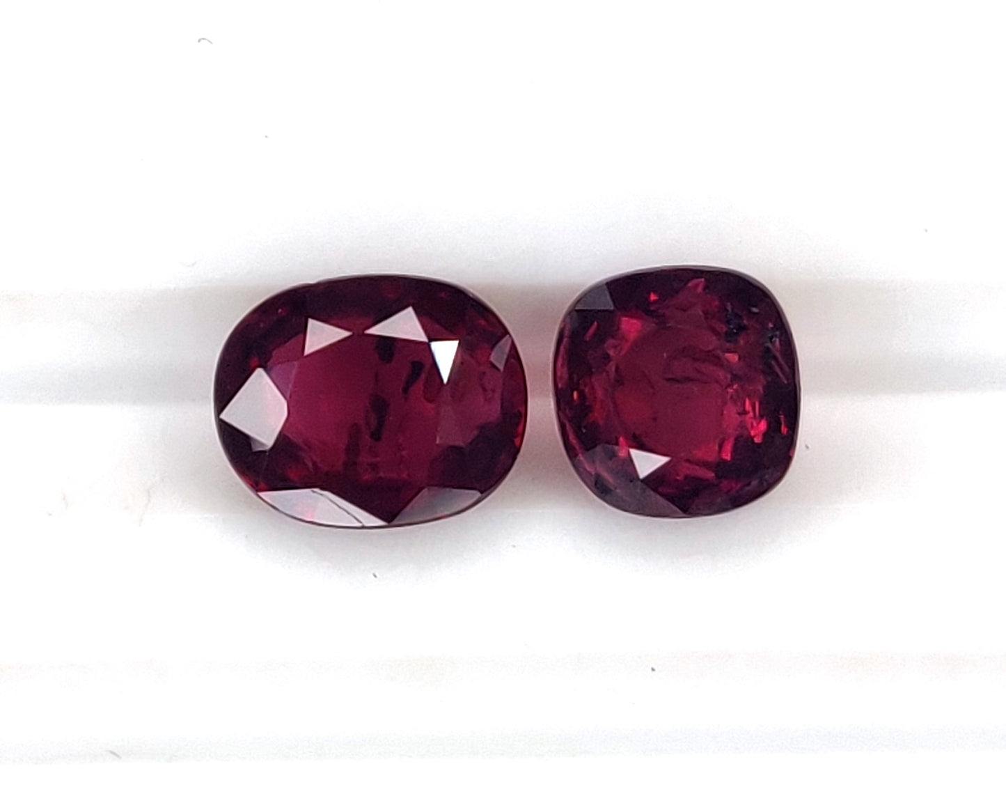 Natural Deep Red Ruby Untreated Unheated Mozambique 2 Pcs Oval Cushion Shape Loose Gemstones | 2.04cts