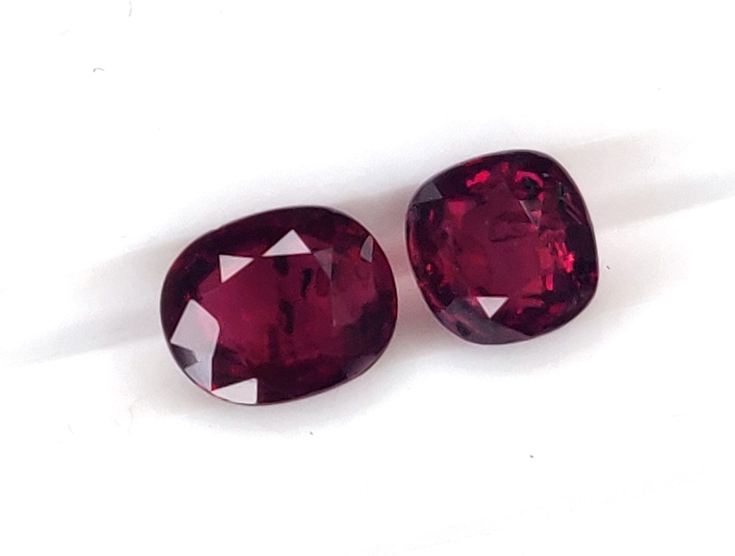 Natural Deep Red Ruby Untreated Unheated Mozambique 2 Pcs Oval Cushion Shape Loose Gemstones | 2.04cts
