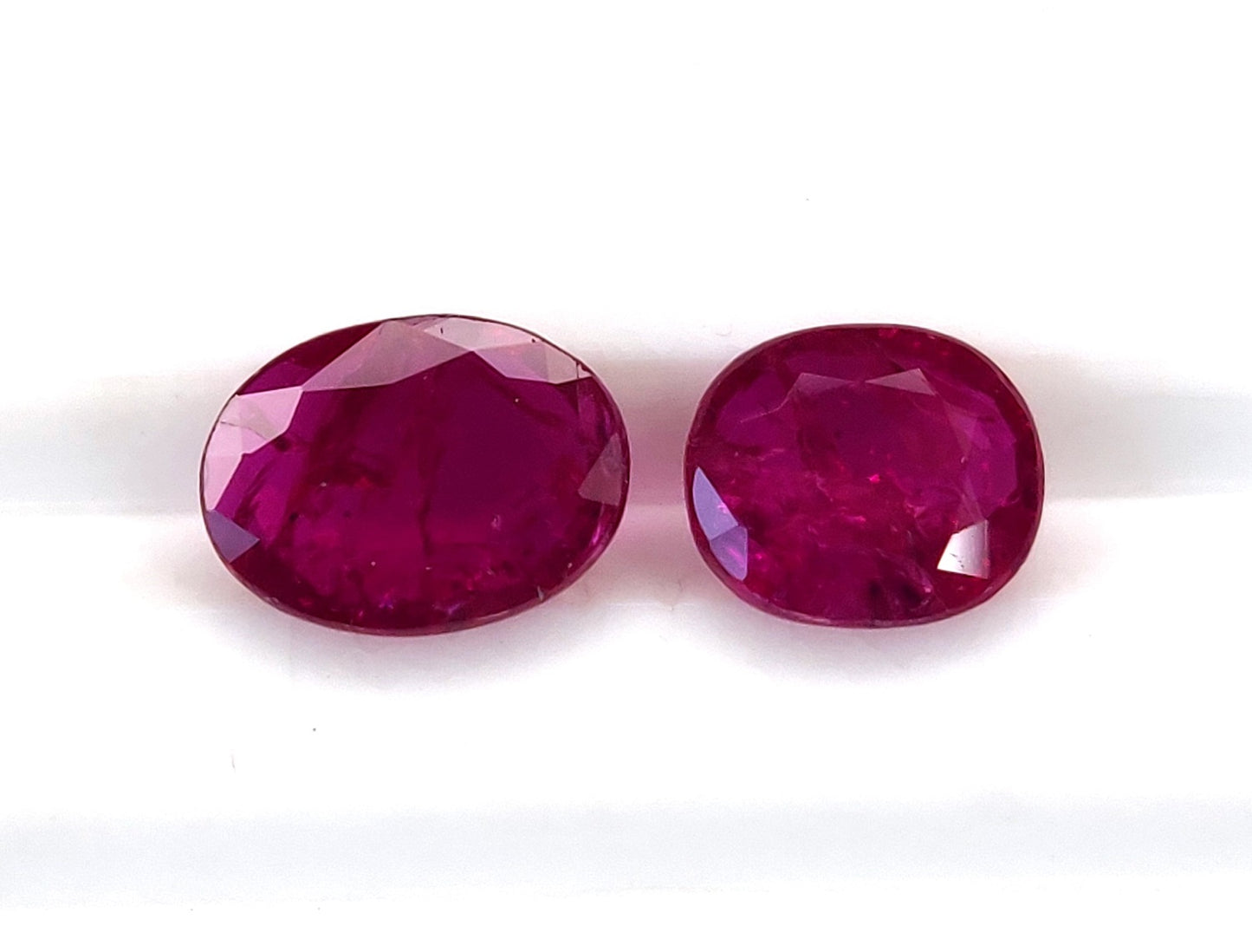 Natural Pinkish Red Ruby Untreated Unheated 2 Pcs Oval Cushion Shape Loose Gemstones | 2.18cts