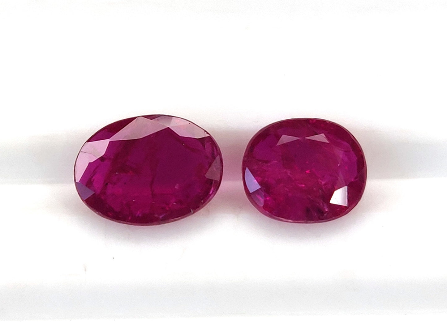 Natural Pinkish Red Ruby Untreated Unheated 2 Pcs Oval Cushion Shape Loose Gemstones | 2.18cts