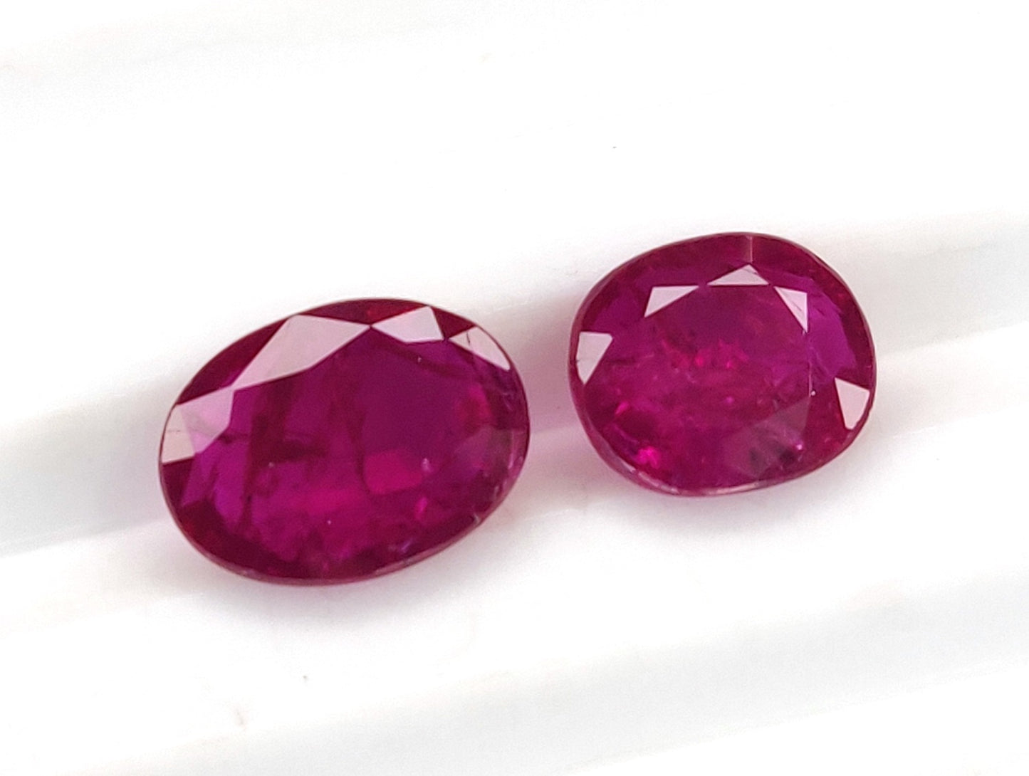 Natural Pinkish Red Ruby Untreated Unheated 2 Pcs Oval Cushion Shape Loose Gemstones | 2.18cts