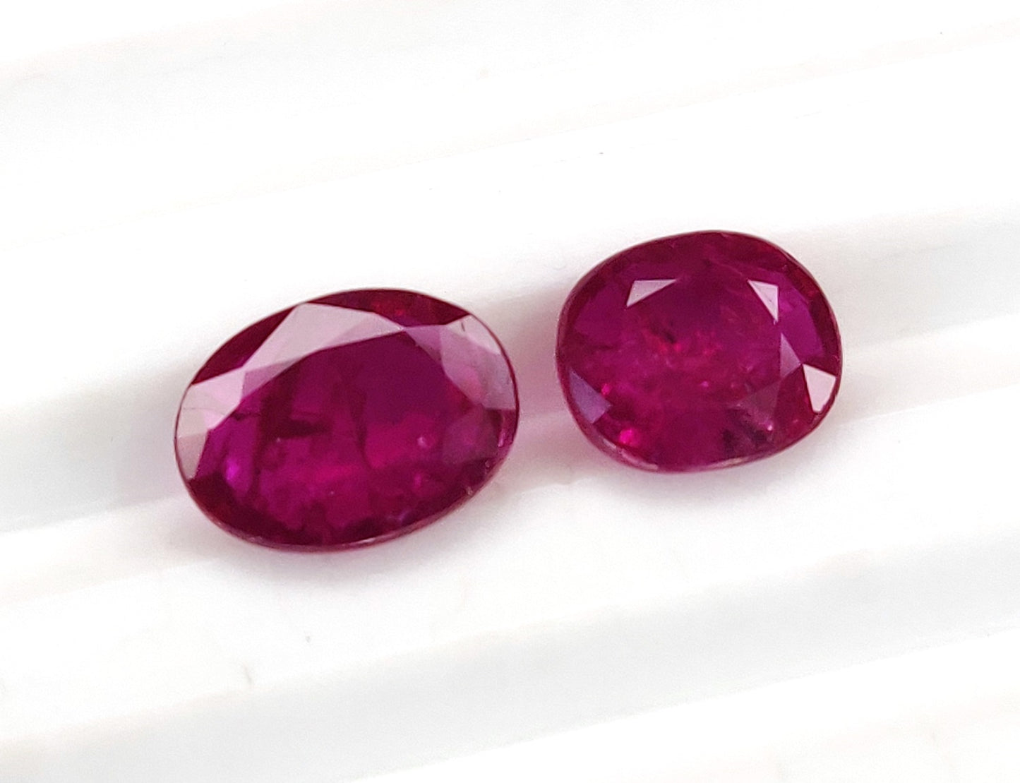 Natural Pinkish Red Ruby Untreated Unheated 2 Pcs Oval Cushion Shape Loose Gemstones | 2.18cts
