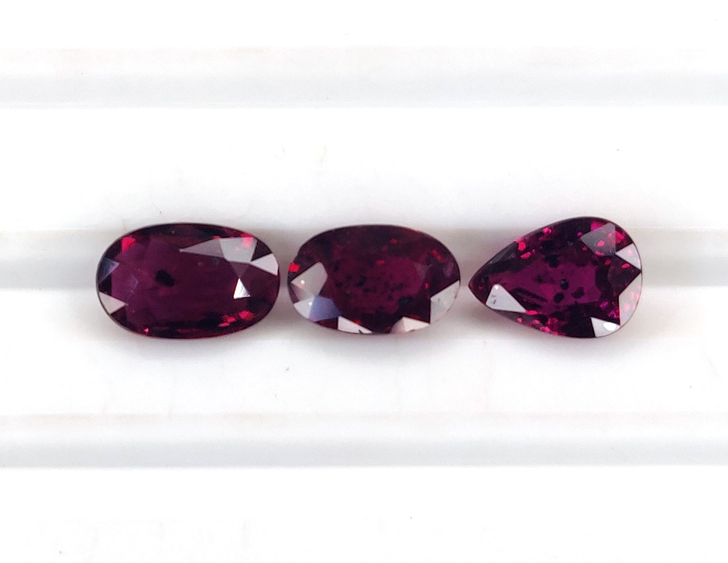 Natural Deep Red Ruby Untreated Unheated Mozambique 3 Pcs Oval & Pear Shape Loose Gemstones | 3.12cts