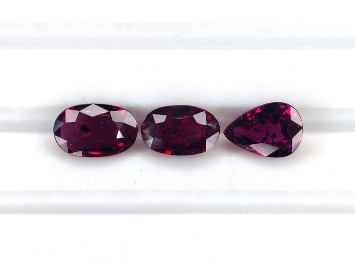 Natural Deep Red Ruby Untreated Unheated Mozambique 3 Pcs Oval & Pear Shape Loose Gemstones | 3.12cts