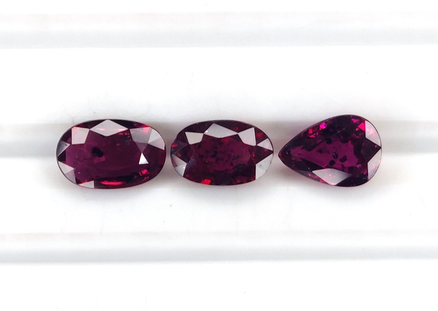Natural Deep Red Ruby Untreated Unheated Mozambique 3 Pcs Oval & Pear Shape Loose Gemstones | 3.12cts