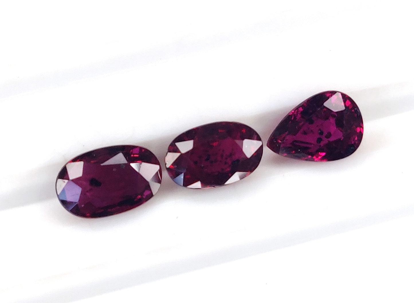 Natural Deep Red Ruby Untreated Unheated Mozambique 3 Pcs Oval & Pear Shape Loose Gemstones | 3.12cts