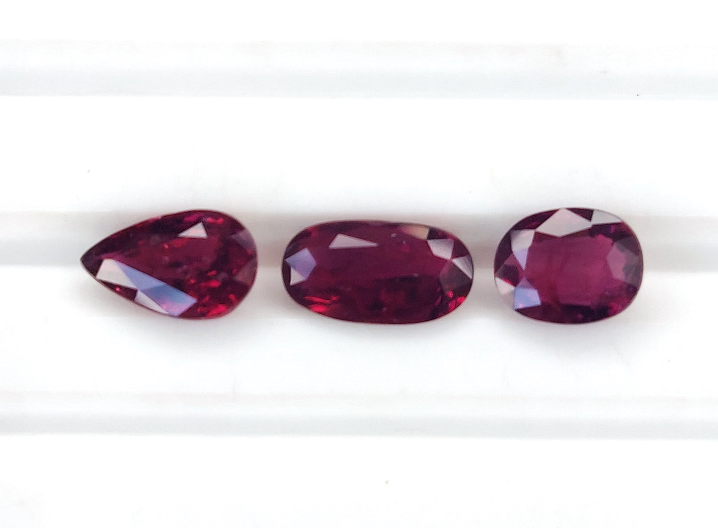 Natural Red Ruby Untreated Unheated Mozambique 3 Pcs Oval & Pear Shape Loose Gemstones | 3.08cts
