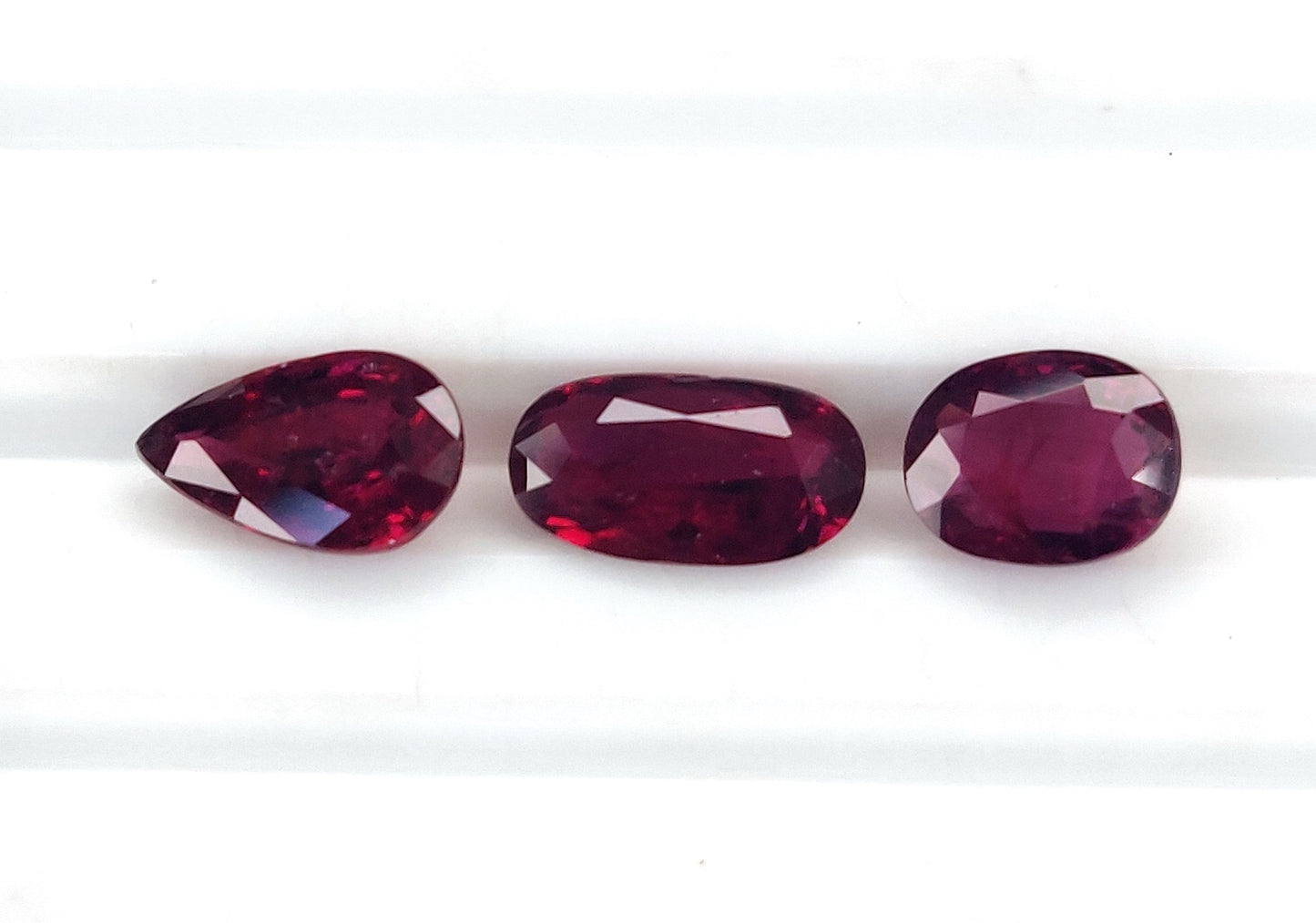 Natural Red Ruby Untreated Unheated Mozambique 3 Pcs Oval & Pear Shape Loose Gemstones | 3.08cts