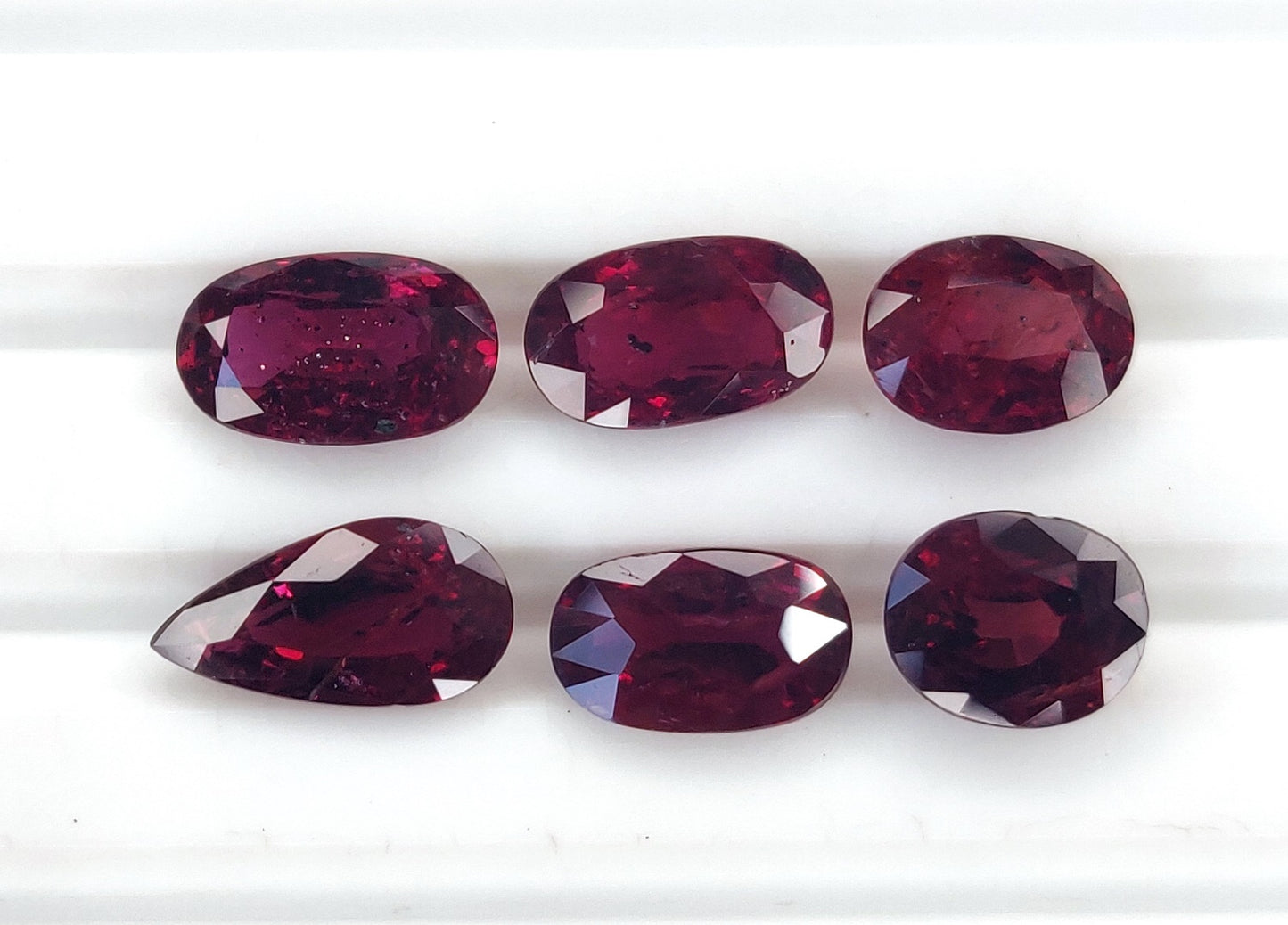 Natural Deep Red Ruby Untreated Unheated Mozambique 6 Pcs Oval & Pear Shape Loose Gemstones | 6.22cts