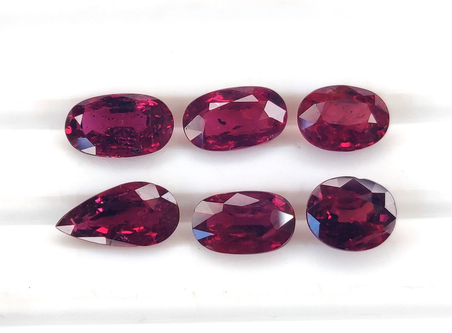 Natural Deep Red Ruby Untreated Unheated Mozambique 6 Pcs Oval & Pear Shape Loose Gemstones | 6.22cts