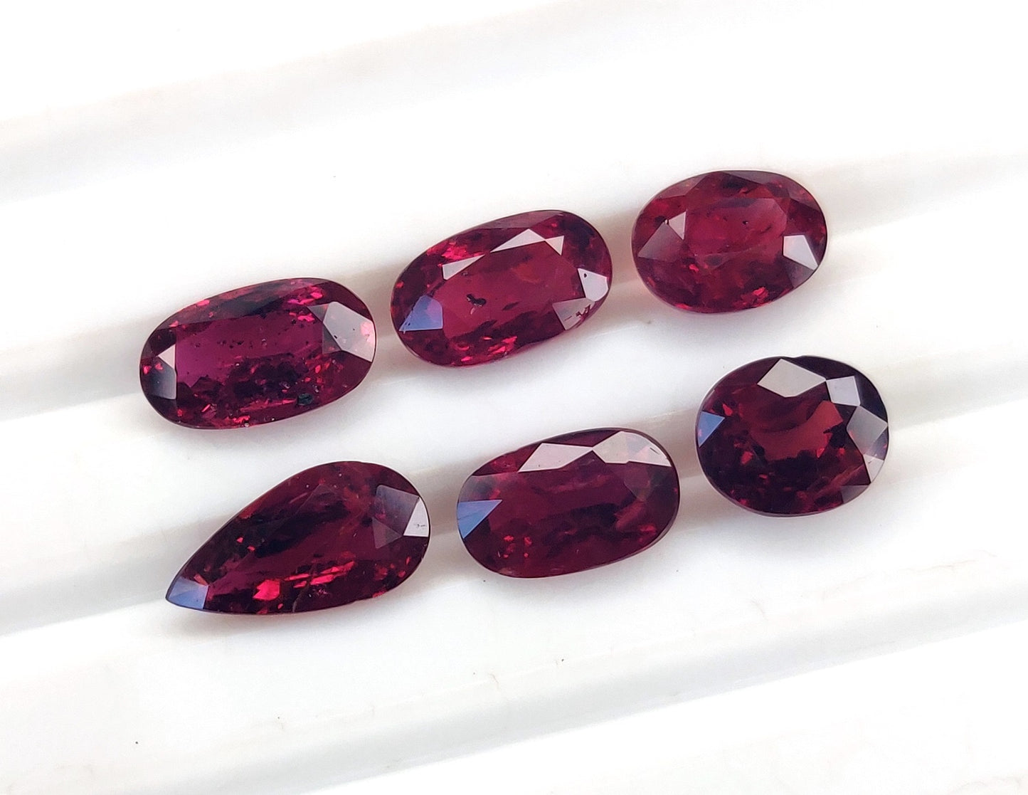 Natural Deep Red Ruby Untreated Unheated Mozambique 6 Pcs Oval & Pear Shape Loose Gemstones | 6.22cts