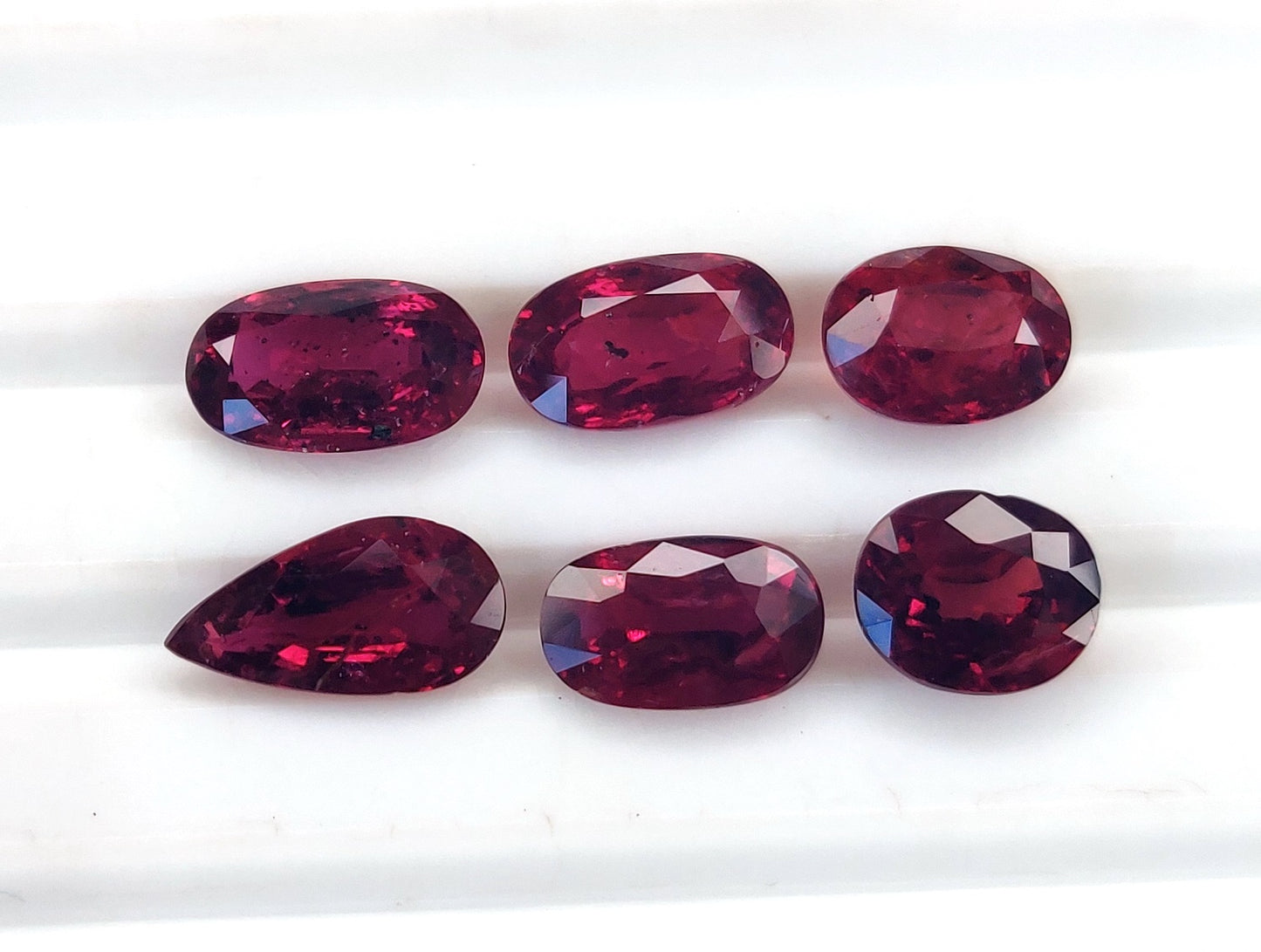 Natural Deep Red Ruby Untreated Unheated Mozambique 6 Pcs Oval & Pear Shape Loose Gemstones | 6.22cts