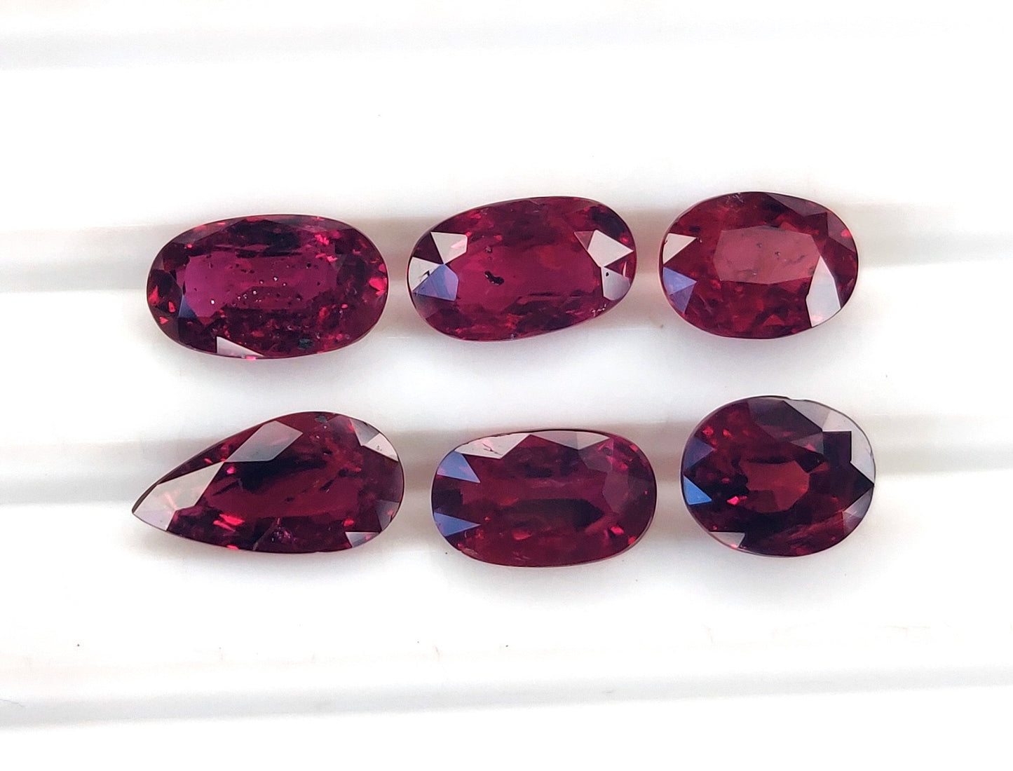 Natural Deep Red Ruby Untreated Unheated Mozambique 6 Pcs Oval & Pear Shape Loose Gemstones | 6.22cts