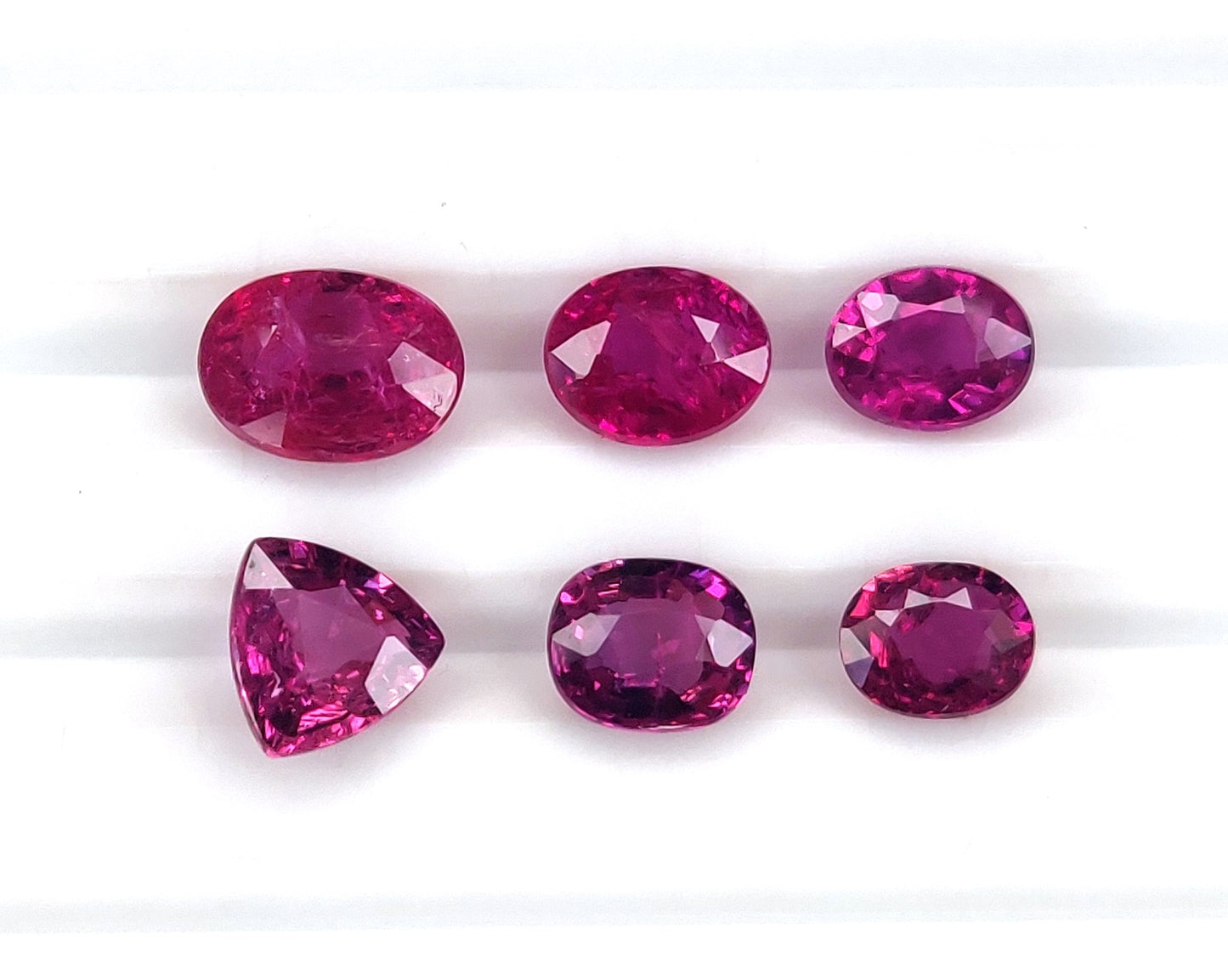 Natural Pinkish Red Ruby Untreated Unheated 6 Pcs Oval, Cushion & Trillion Shape Loose Gemstones | 4.16cts