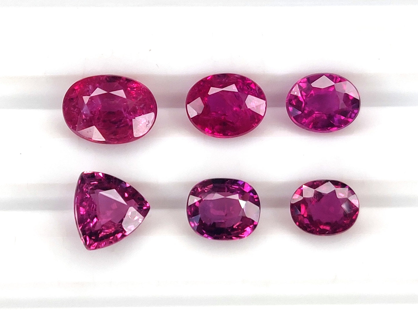Natural Pinkish Red Ruby Untreated Unheated 6 Pcs Oval, Cushion & Trillion Shape Loose Gemstones | 4.16cts
