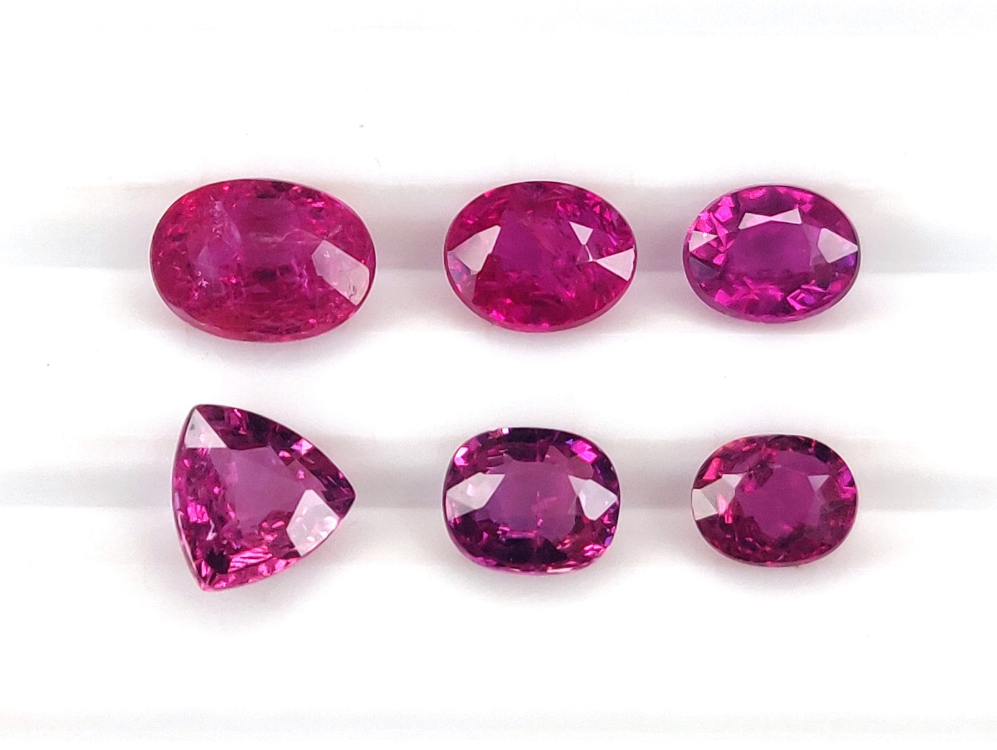 Natural Pinkish Red Ruby Untreated Unheated 6 Pcs Oval, Cushion & Trillion Shape Loose Gemstones | 4.16cts