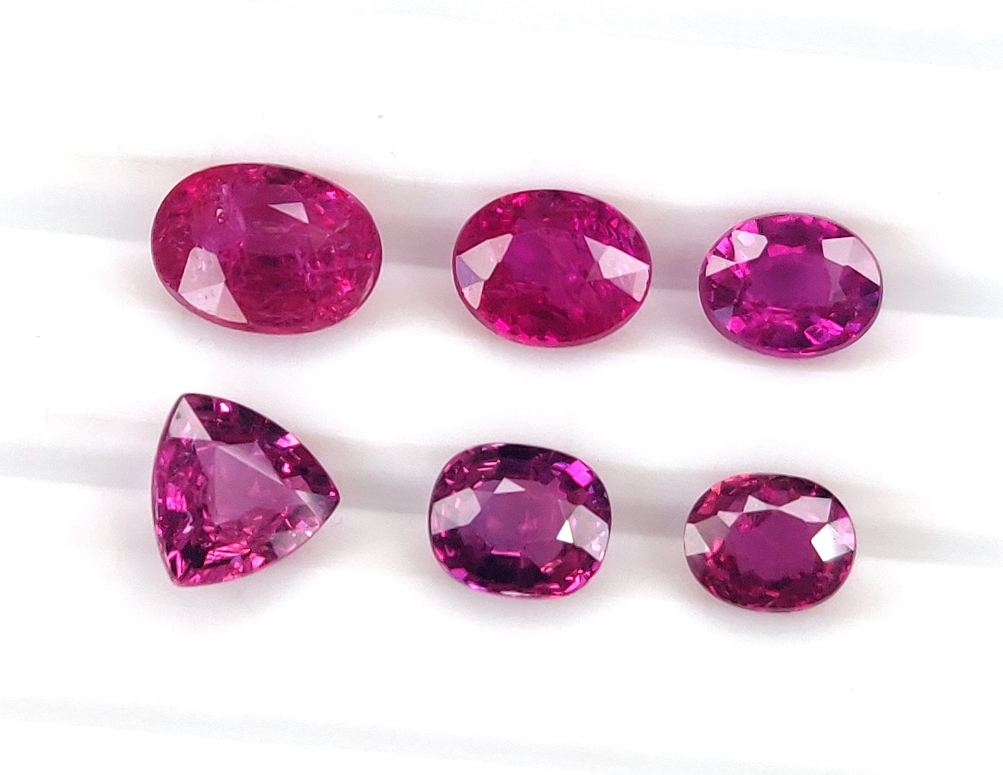 Natural Pinkish Red Ruby Untreated Unheated 6 Pcs Oval, Cushion & Trillion Shape Loose Gemstones | 4.16cts